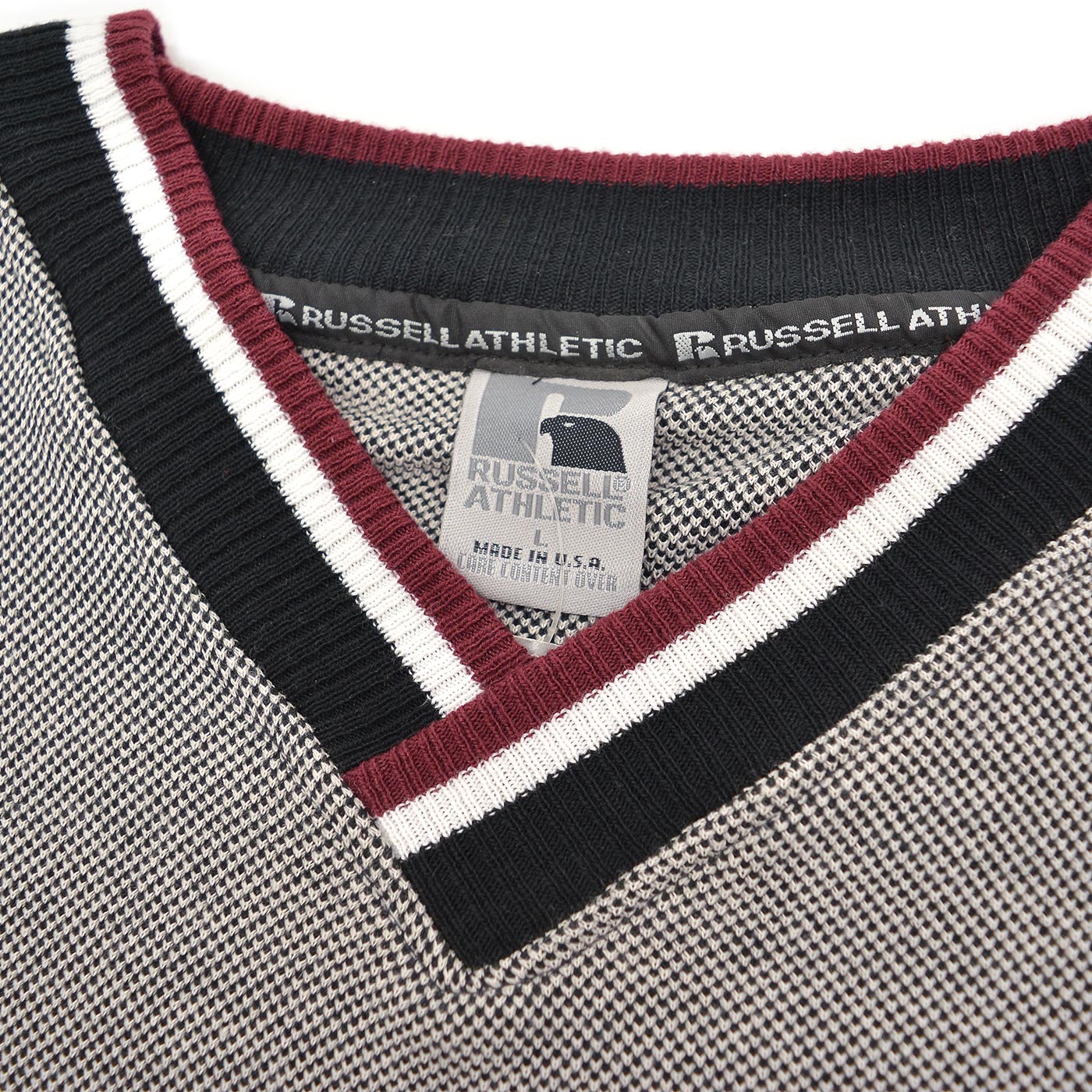 1990s DEADSTOCK RUSSELL ATHLETIC TWEED FLEECE SWEATSHIRT / SAMPLE PRINT ... L