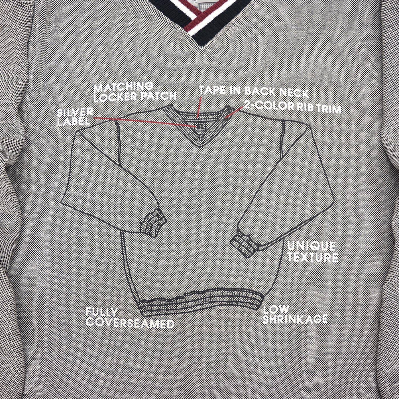 1990s DEADSTOCK RUSSELL ATHLETIC TWEED FLEECE SWEATSHIRT / SAMPLE PRINT ... L