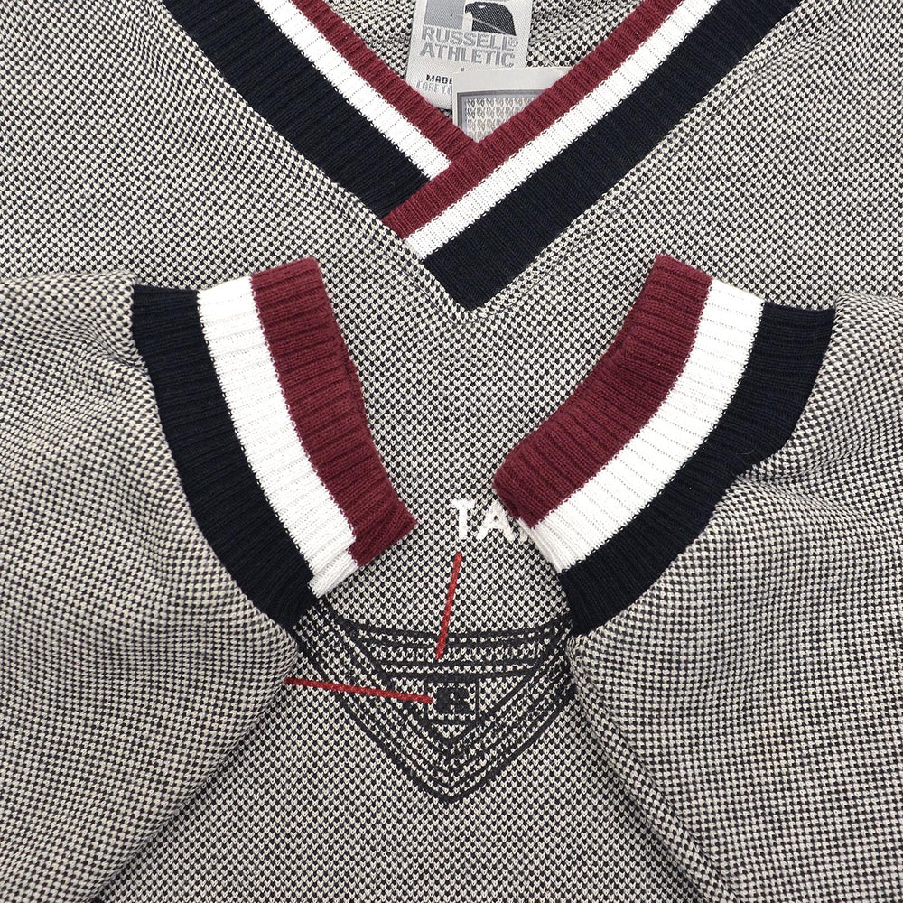 1990s DEADSTOCK RUSSELL ATHLETIC TWEED FLEECE SWEATSHIRT / SAMPLE PRINT ... L