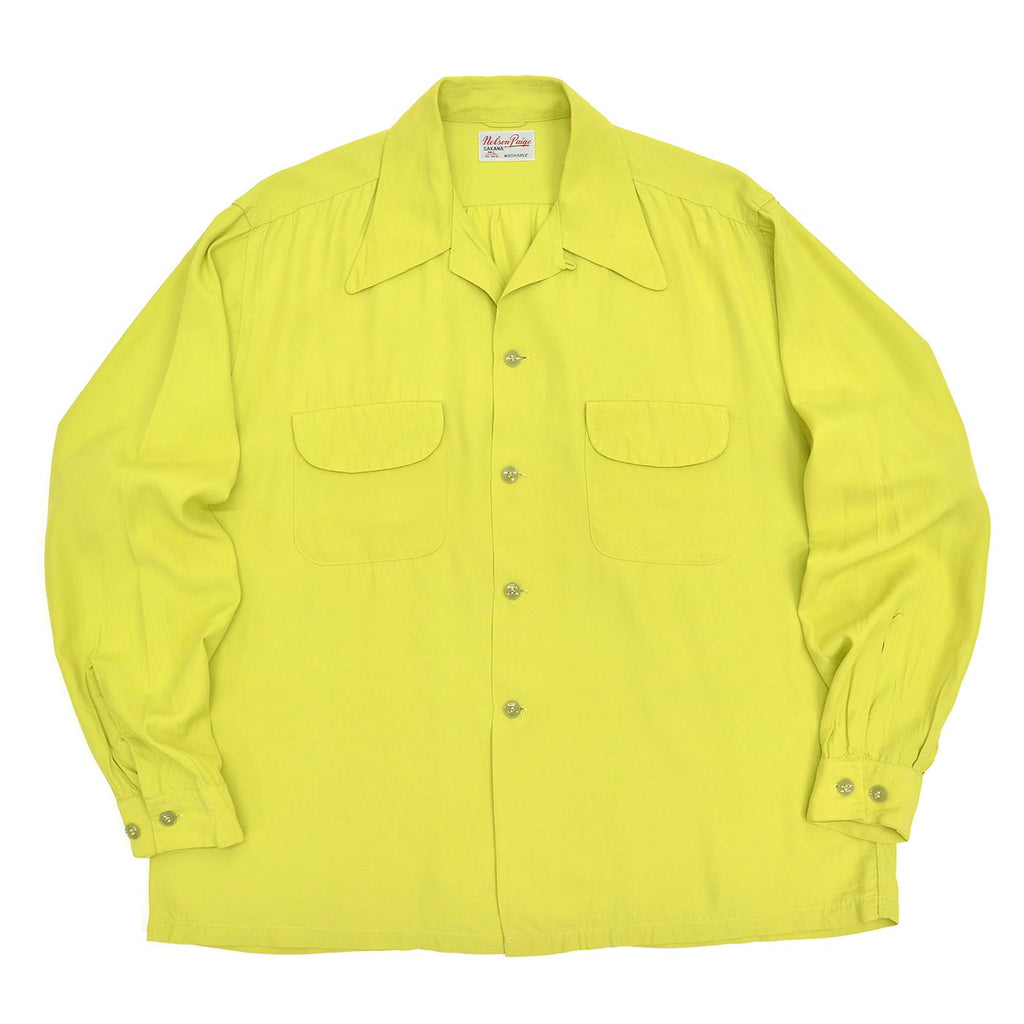 1950's NELSON PAIGE SAKANA RAYON SHIRT / PISTACHIO ... ML