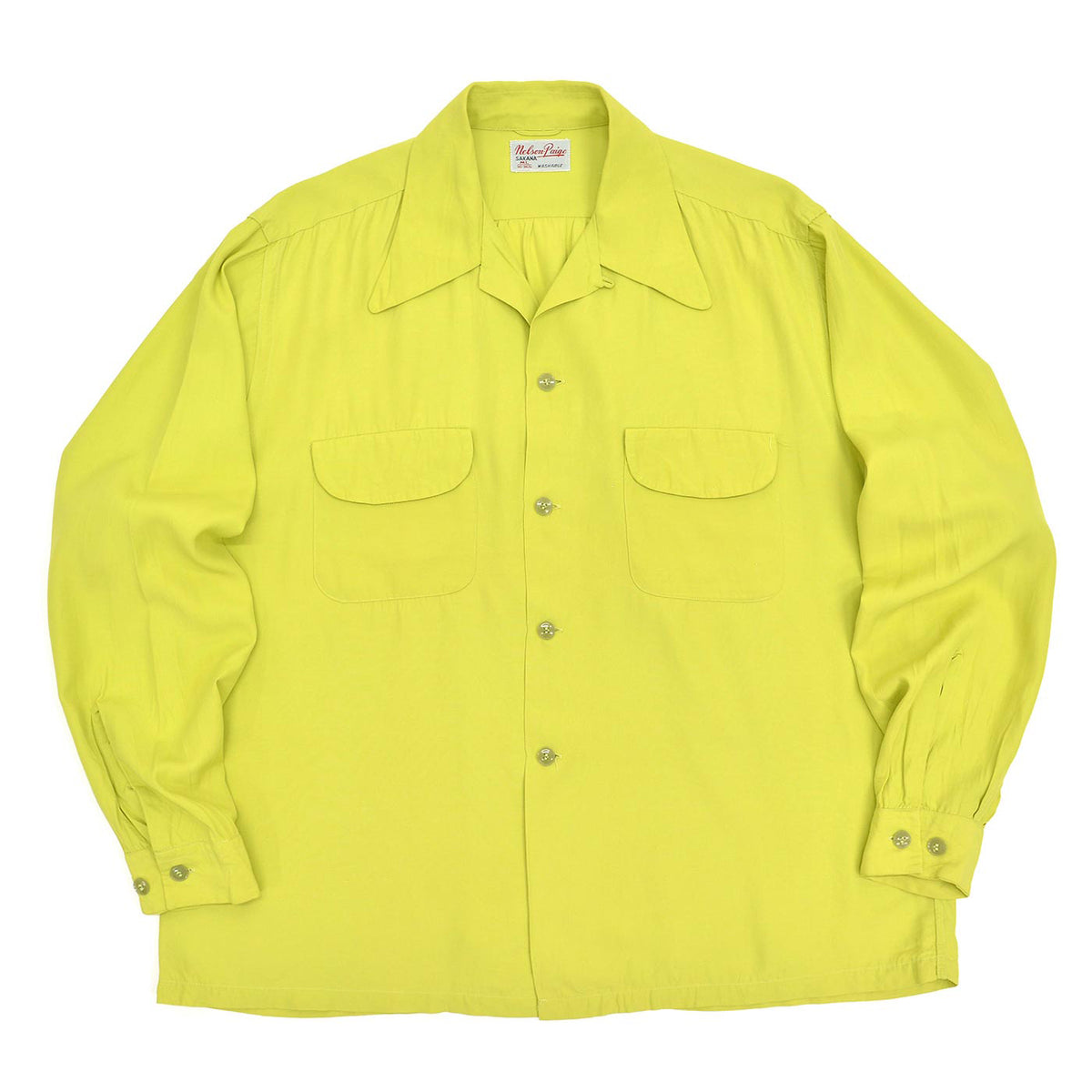 1950's NELSON PAIGE SAKANA RAYON SHIRT / PISTACHIO ... ML