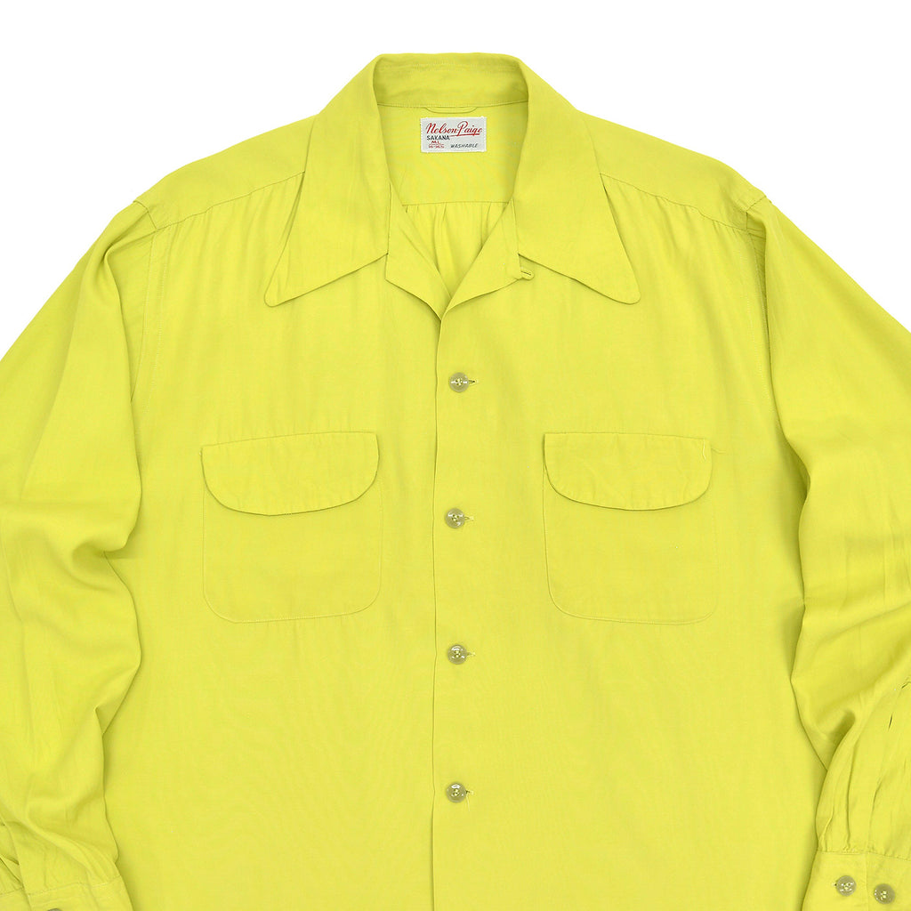 1950's NELSON PAIGE SAKANA RAYON SHIRT / PISTACHIO ... ML