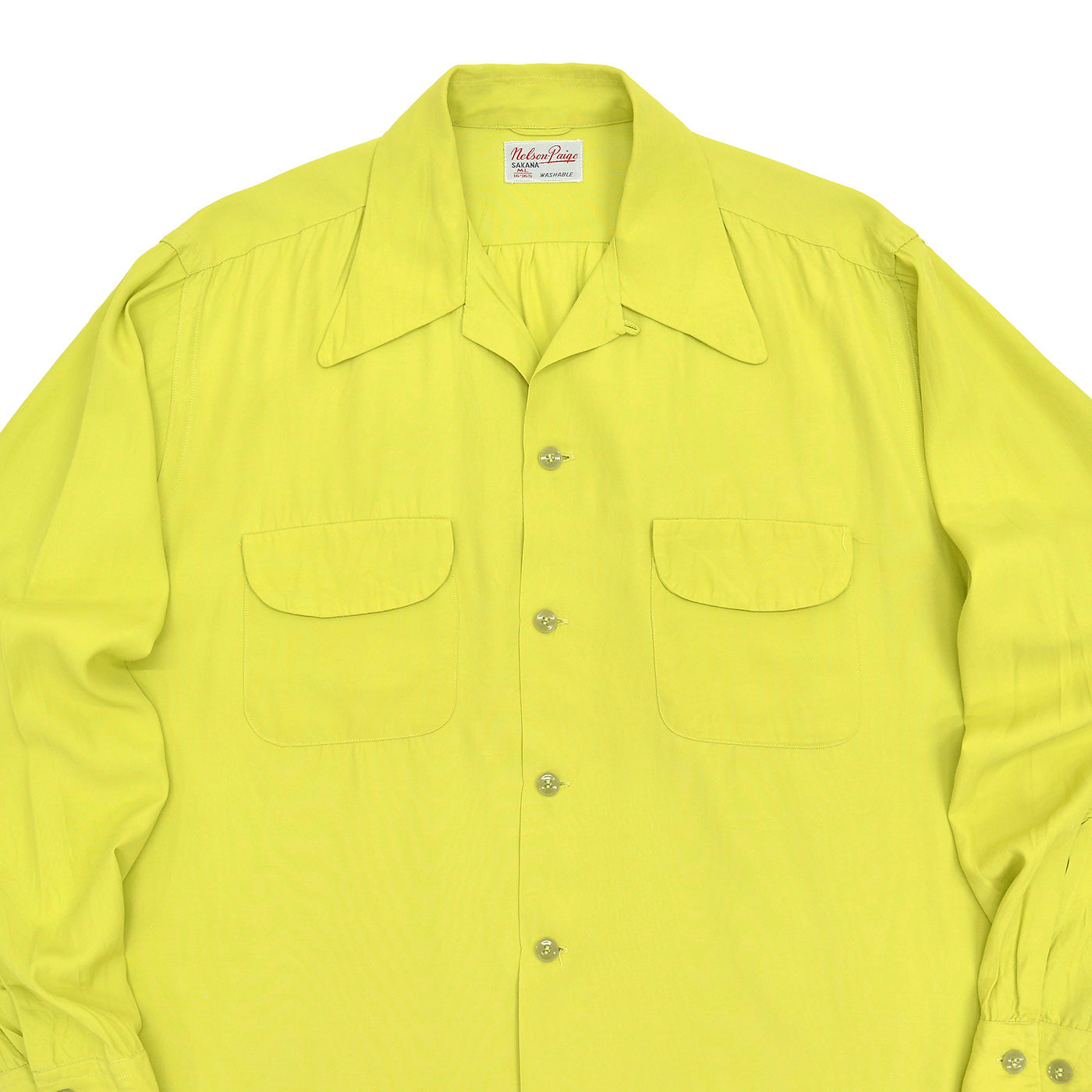 1950's NELSON PAIGE SAKANA RAYON SHIRT / PISTACHIO ... ML