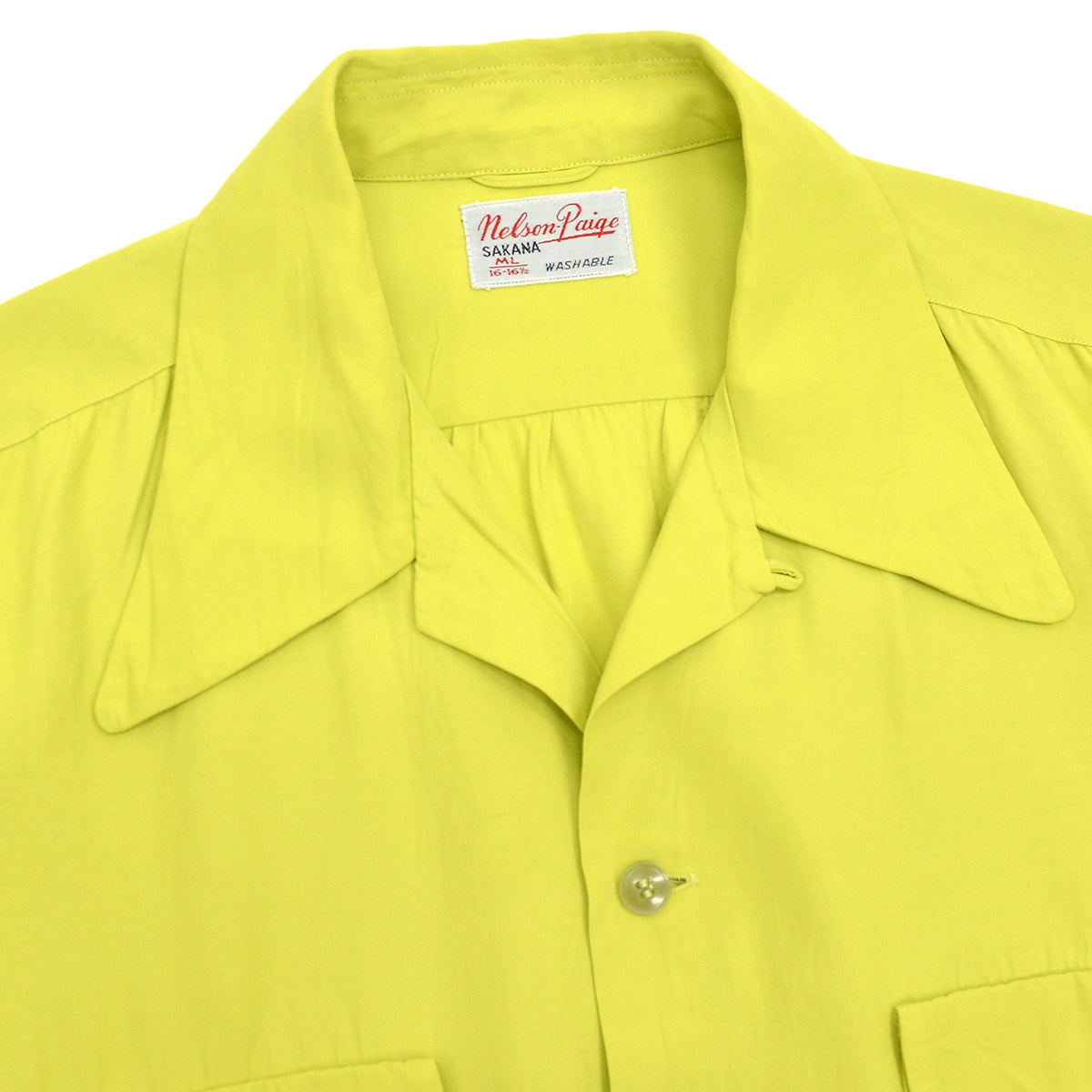 1950's NELSON PAIGE SAKANA RAYON SHIRT / PISTACHIO ... ML