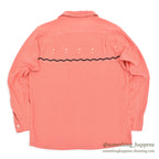 1950's~ SANDY MAC DONALD WAVE AND DOTS PINK RAYON SHIRT... M