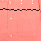 1950's~ SANDY MAC DONALD WAVE AND DOTS PINK RAYON SHIRT... M