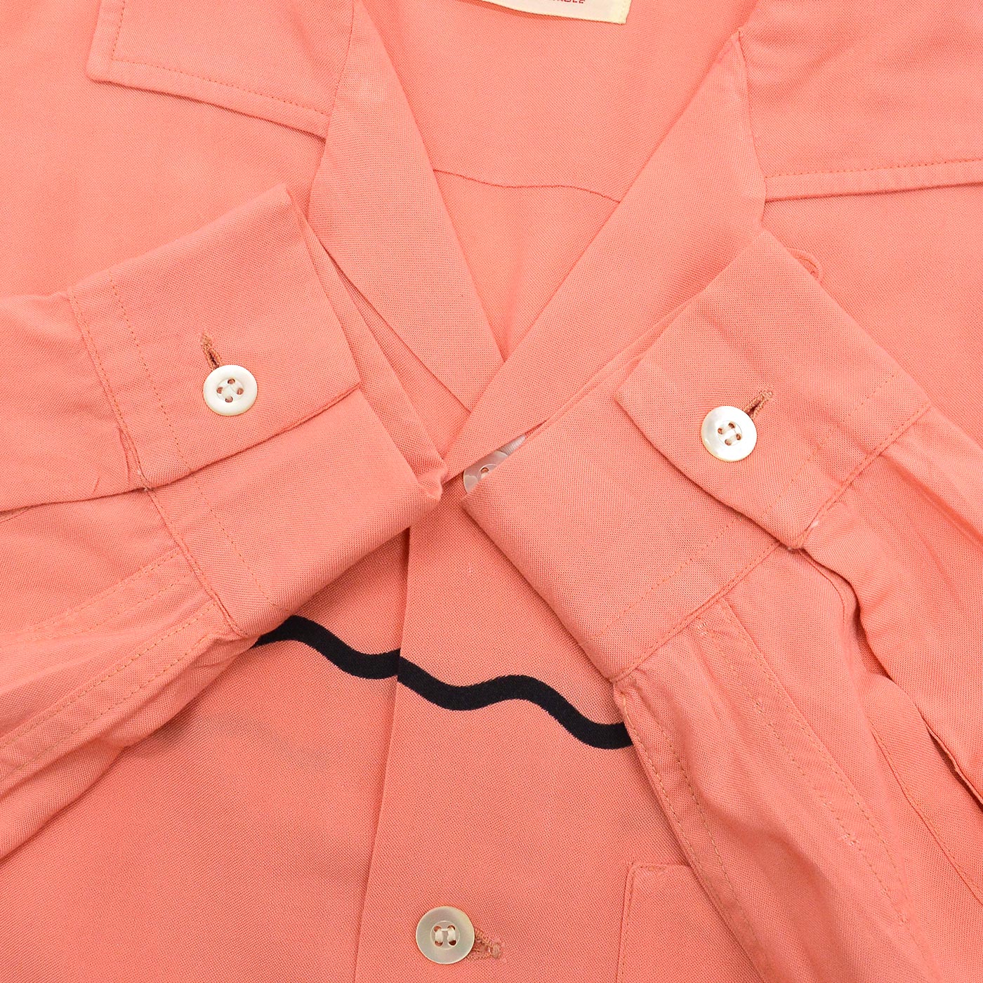 1950's~ SANDY MAC DONALD WAVE AND DOTS PINK RAYON SHIRT... M
