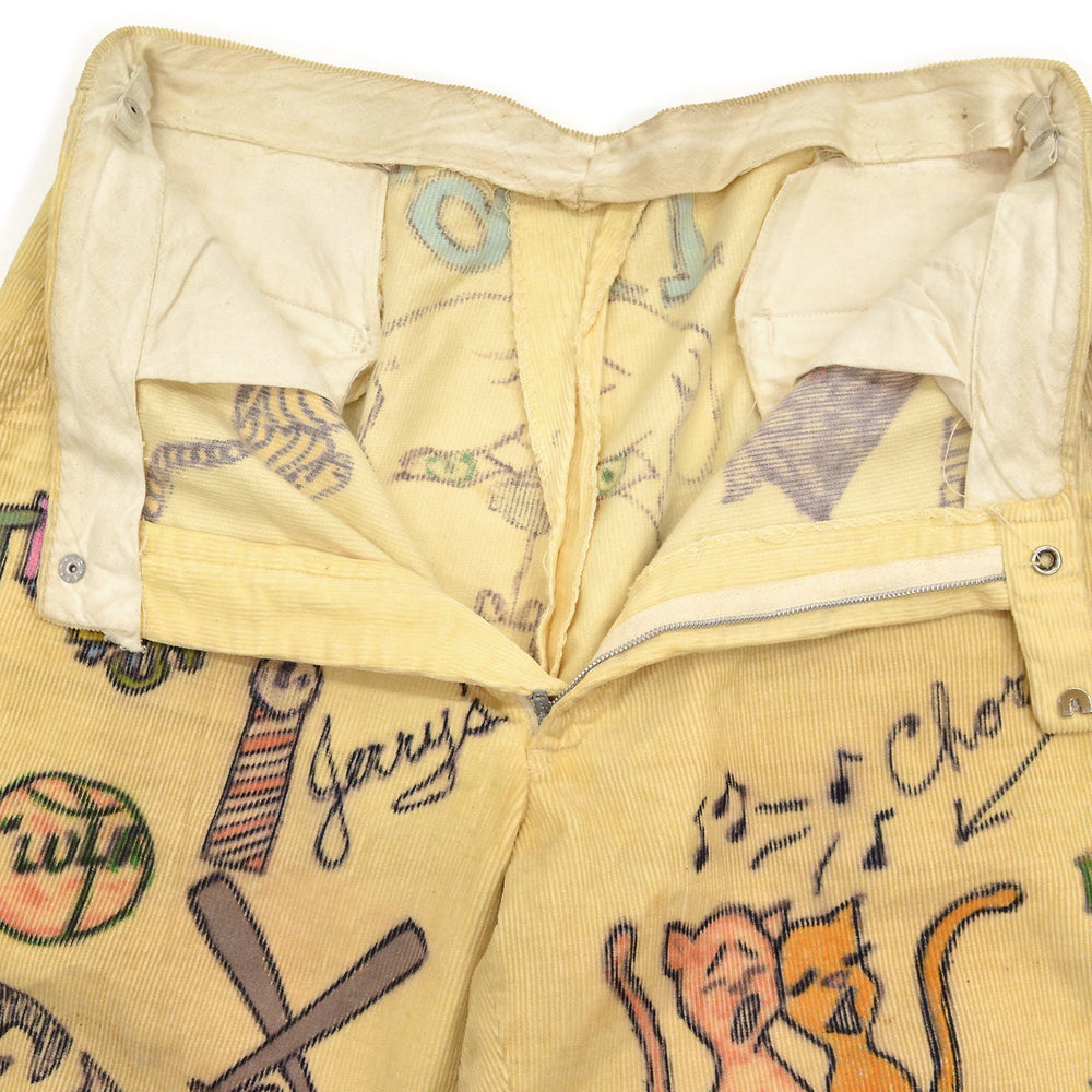 1960's SENIOR CORDS HAND DRAWN '1964 PANTS / AMAZING DRAWING... W32/L30