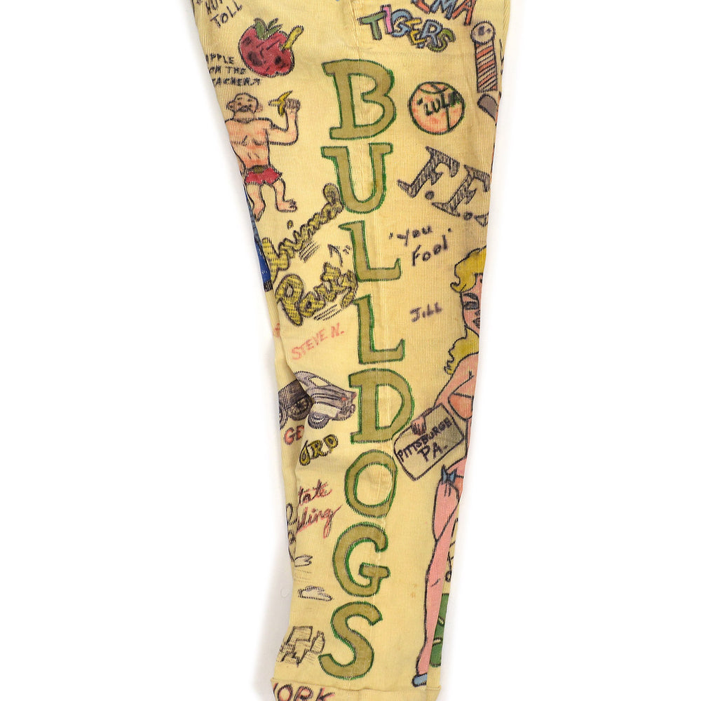 1960's SENIOR CORDS HAND DRAWN '1964 PANTS / AMAZING DRAWING... W32/L30