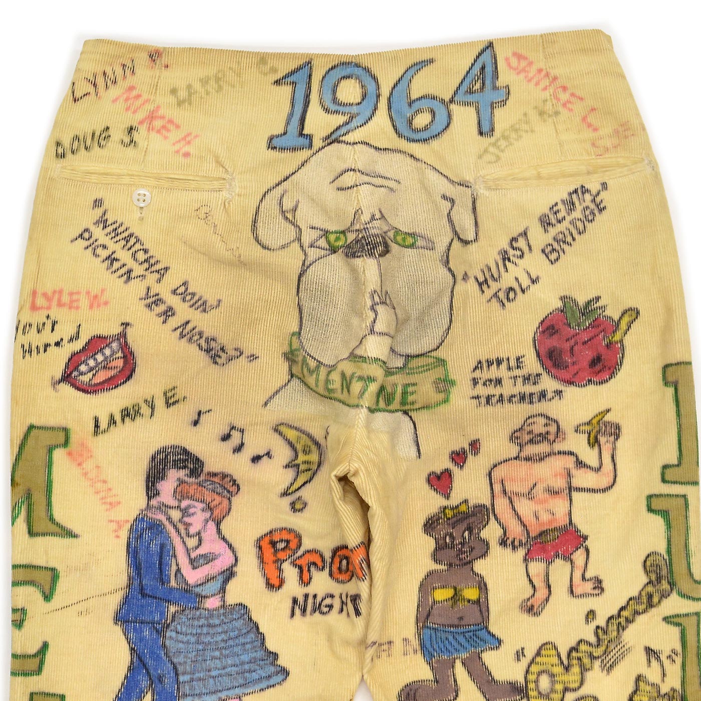1960's SENIOR CORDS HAND DRAWN '1964 PANTS / AMAZING DRAWING ... W32/L30
