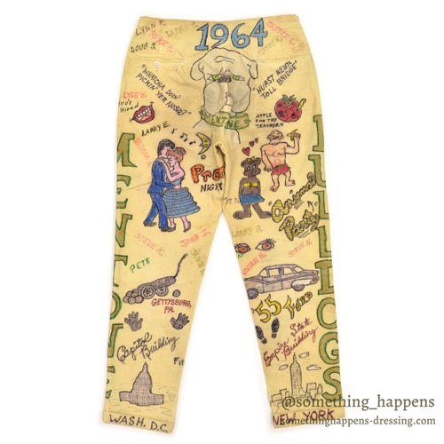 1960's SENIOR CORDS HAND DRAWN '1964 PANTS / AMAZING DRAWING... W32/L30