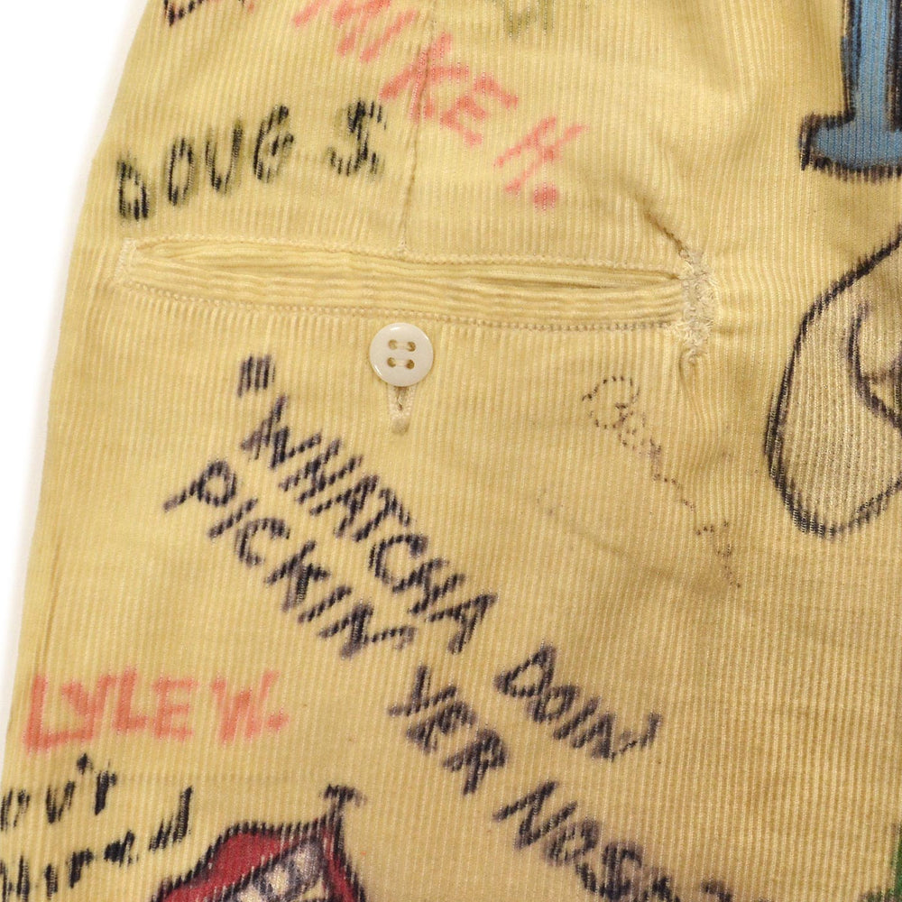 1960's SENIOR CORDS HAND DRAWN '1964 PANTS / AMAZING DRAWING... W32/L30