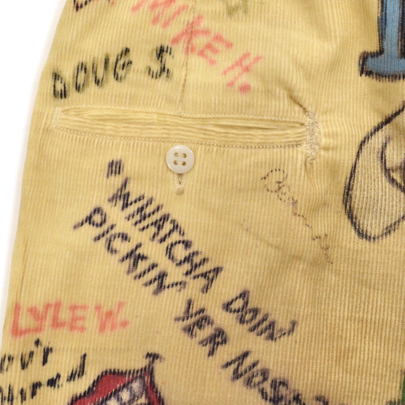 1960's SENIOR CORDS HAND DRAWN '1964 PANTS / AMAZING DRAWING ... W32/L30