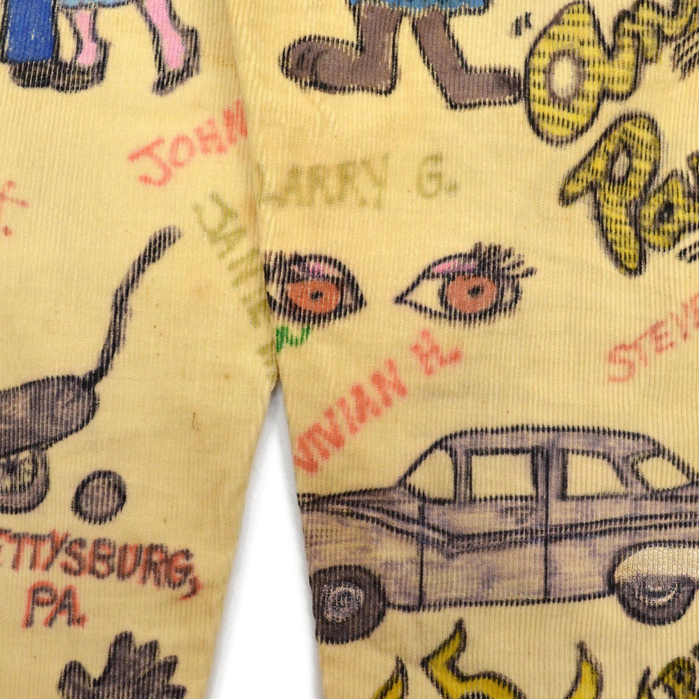 1960's SENIOR CORDS HAND DRAWN '1964 PANTS / AMAZING DRAWING... W32/L30
