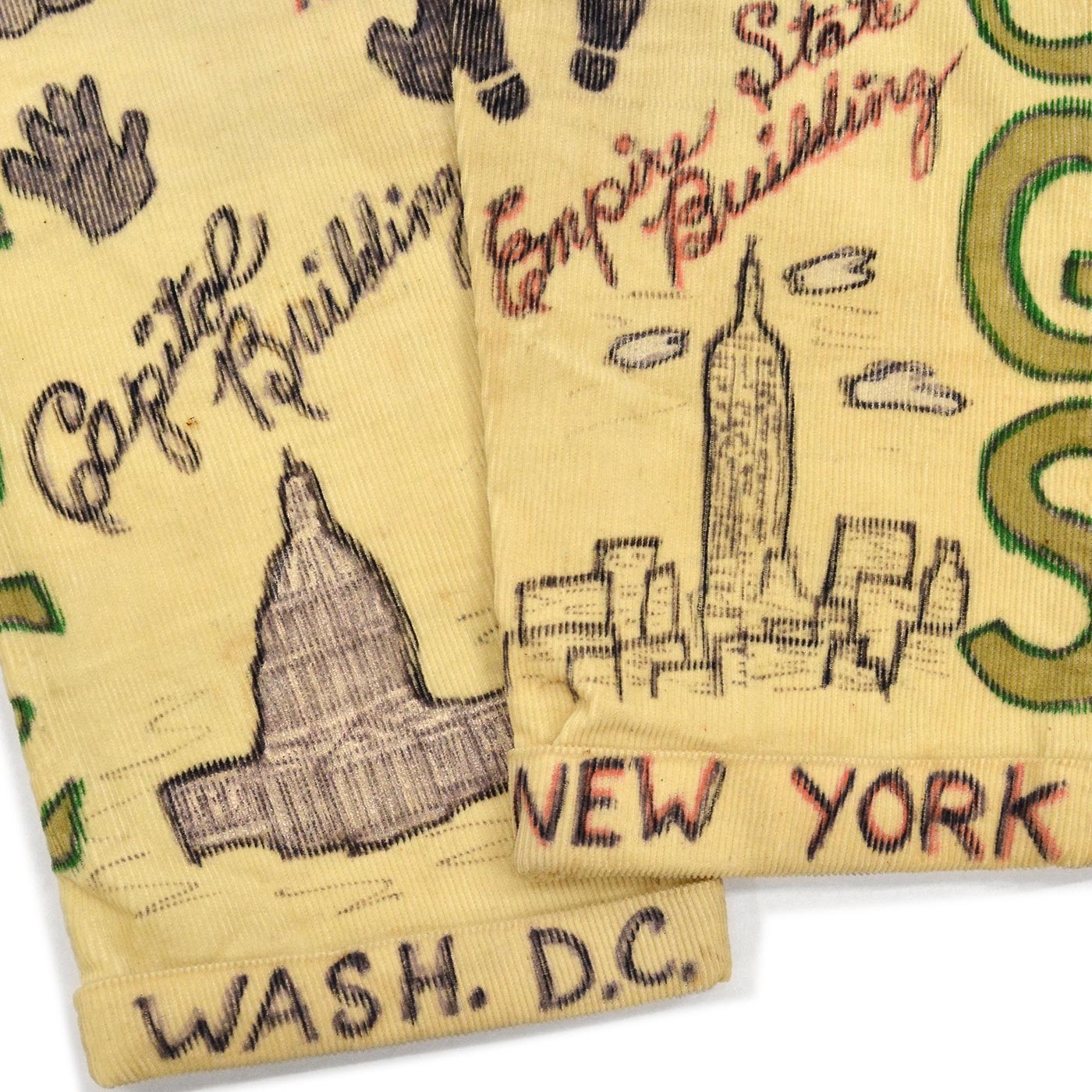 1960's SENIOR CORDS HAND DRAWN '1964 PANTS / AMAZING DRAWING ... W32/L30