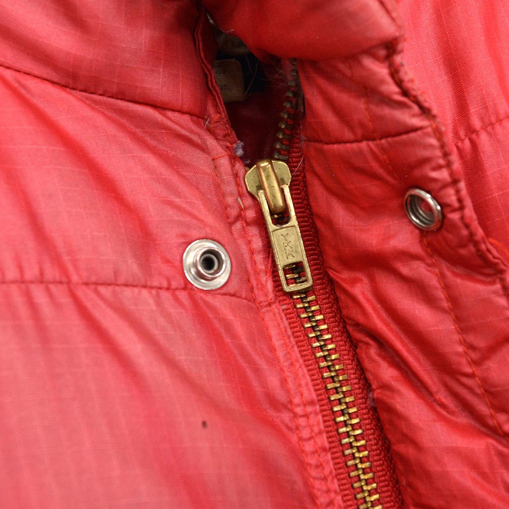 1970's SNOW LION RED DOWN VEST / FADED ... L