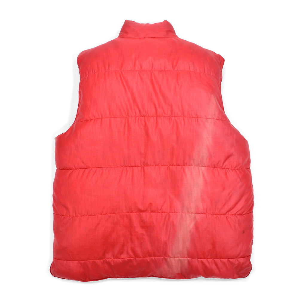 1970's SNOW LION RED DOWN VEST / FADED ... L