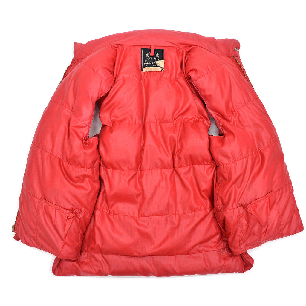 1970's SNOW LION RED DOWN VEST / FADED ... L