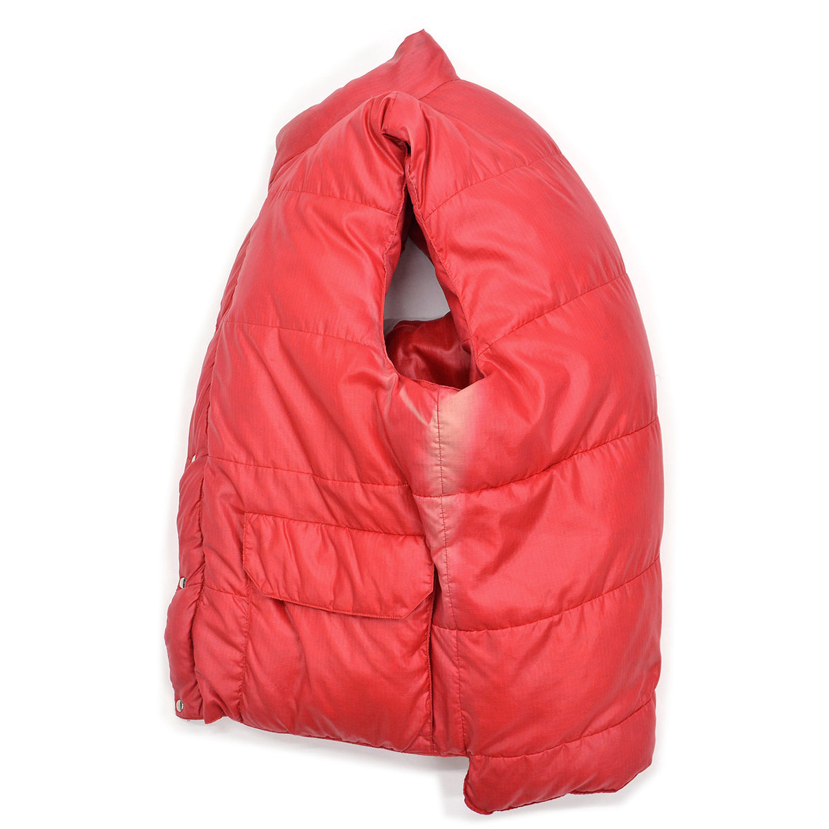 1970's SNOW LION RED DOWN VEST / FADED ... L