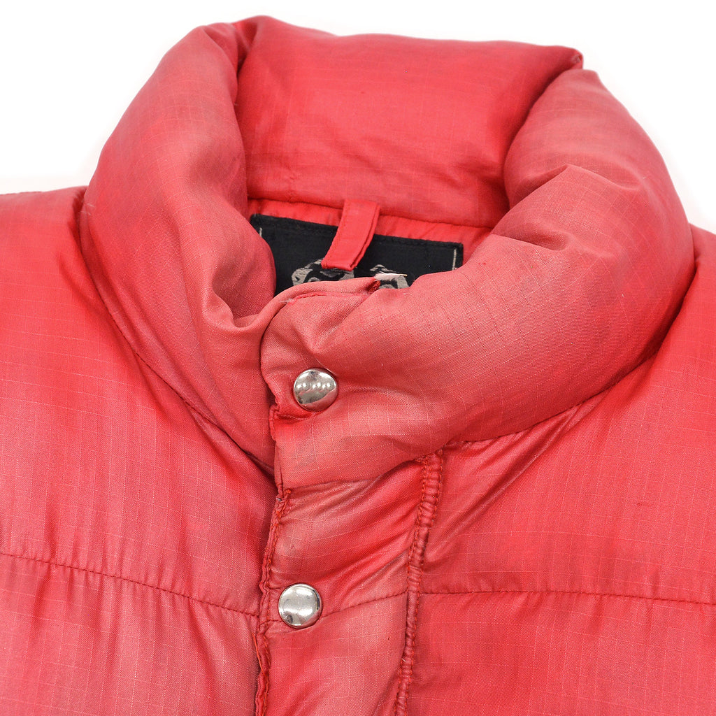 1970's SNOW LION RED DOWN VEST / FADED ... L