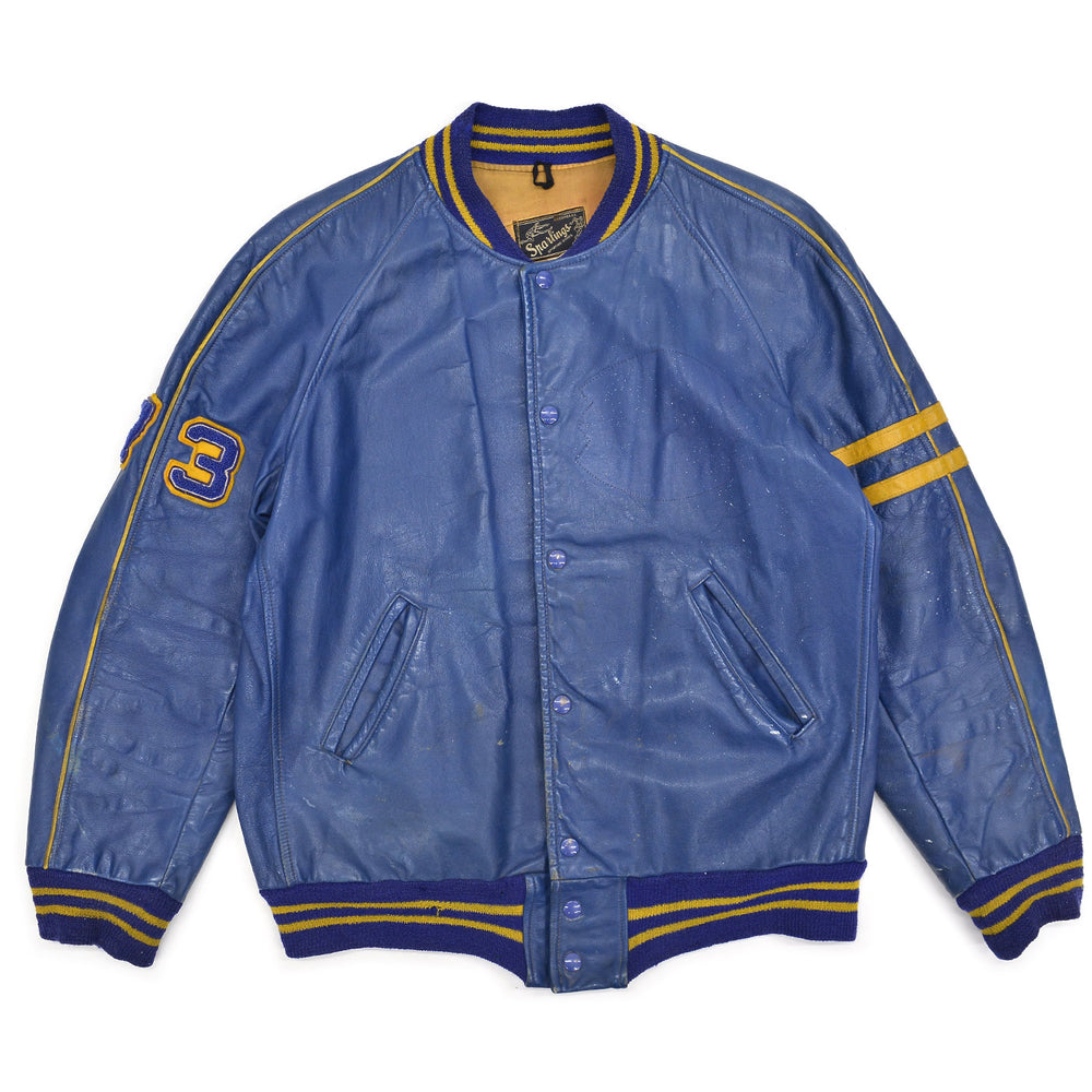 1950's SPARLINGS BLUE LEATHER VARSITY JACKET / RARE ...