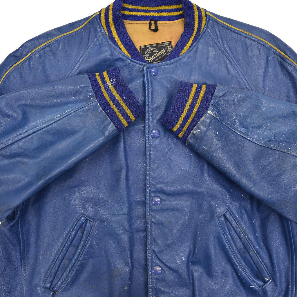 1950's SPARLINGS BLUE LEATHER VARSITY JACKET / RARE ...
