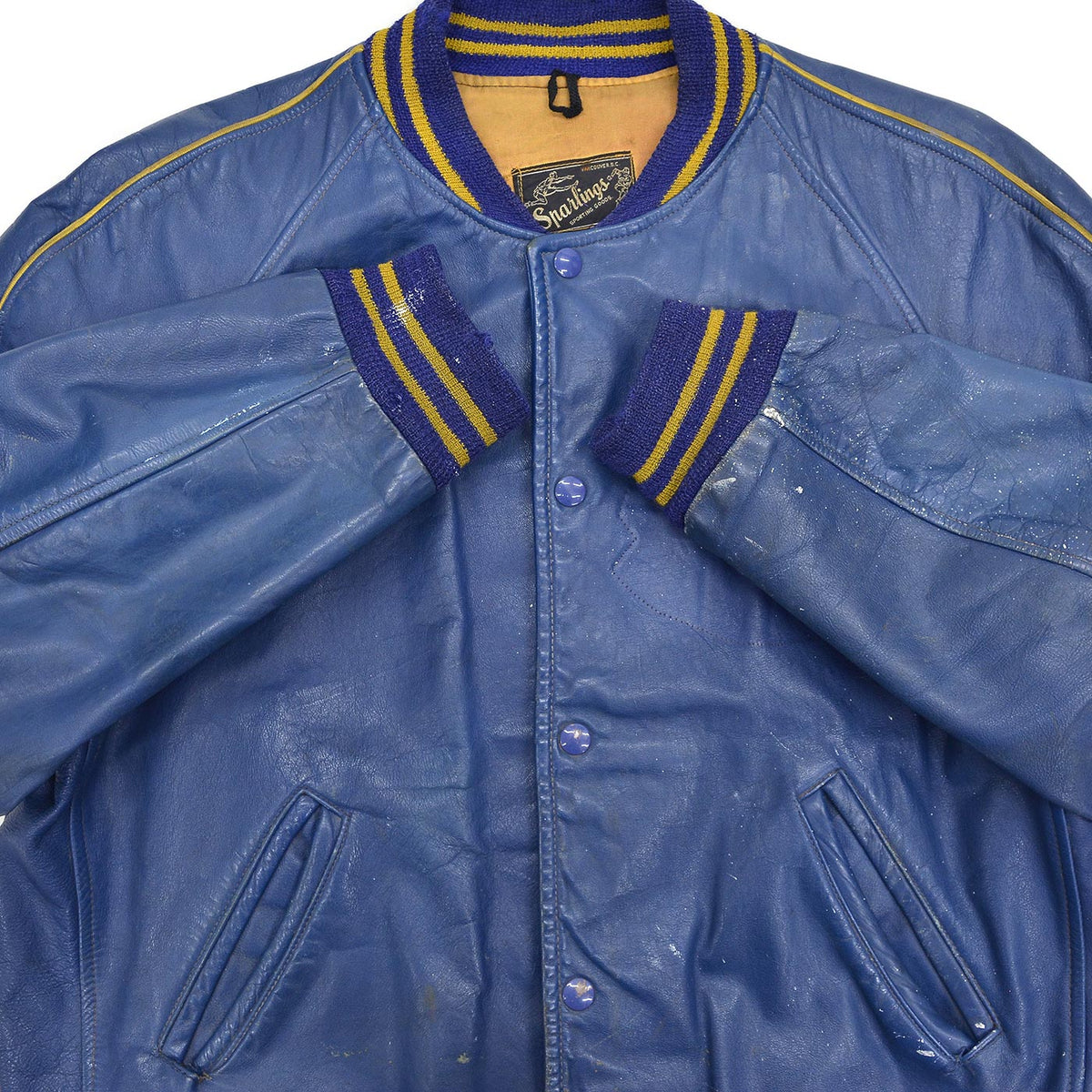 1950's SPARLINGS BLUE LEATHER VARSITY JACKET / RARE ...