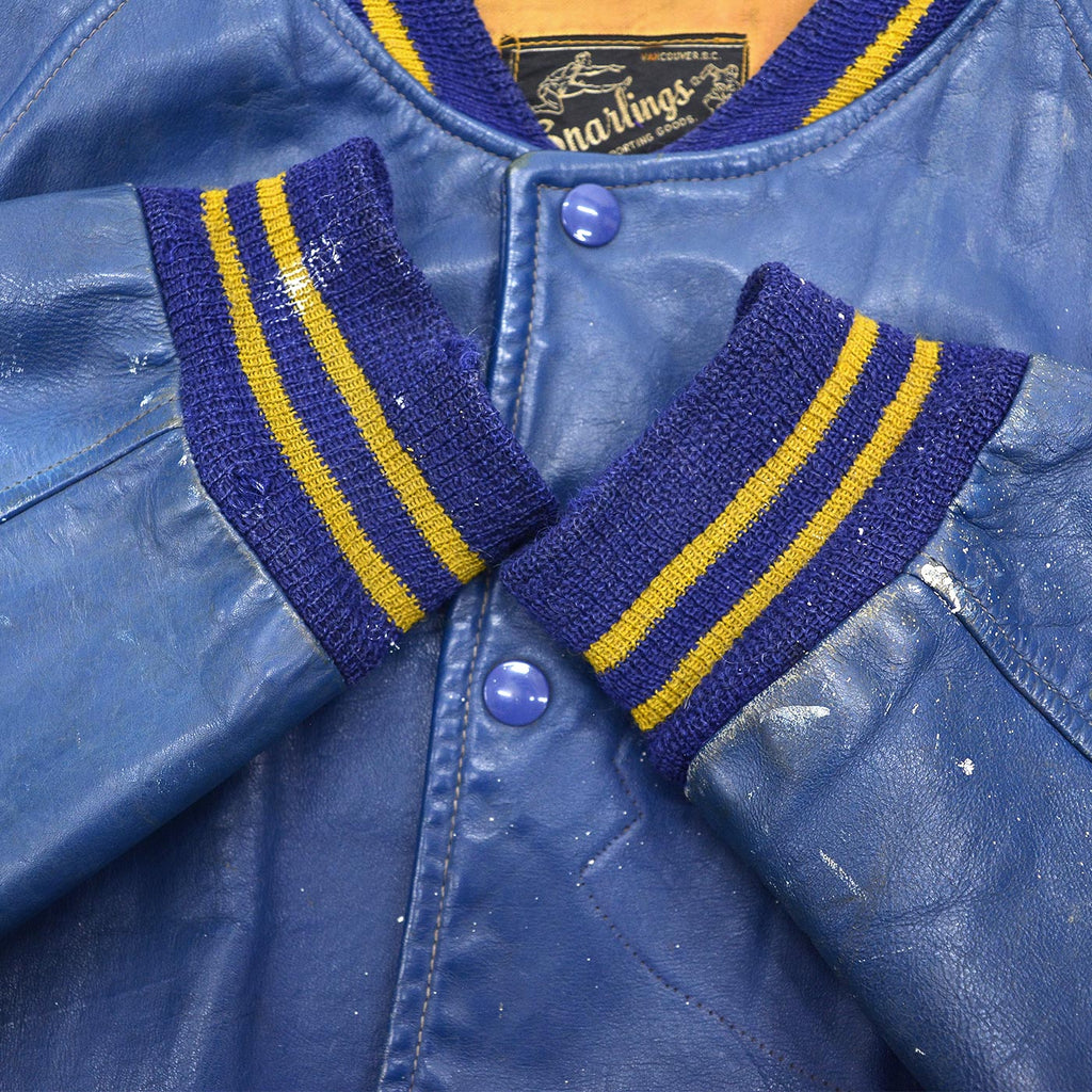 1950's SPARLINGS BLUE LEATHER VARSITY JACKET / RARE ...