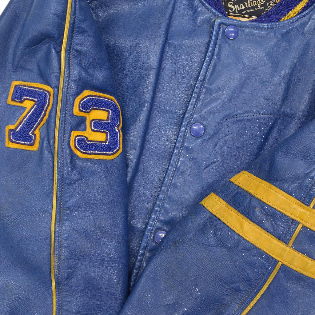 1950's SPARLINGS BLUE LEATHER VARSITY JACKET / RARE ...