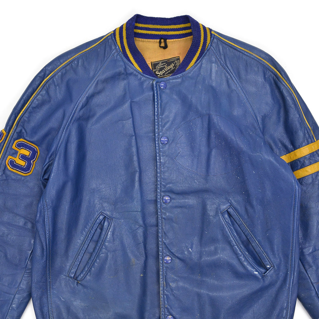1950's SPARLINGS BLUE LEATHER VARSITY JACKET / RARE ...