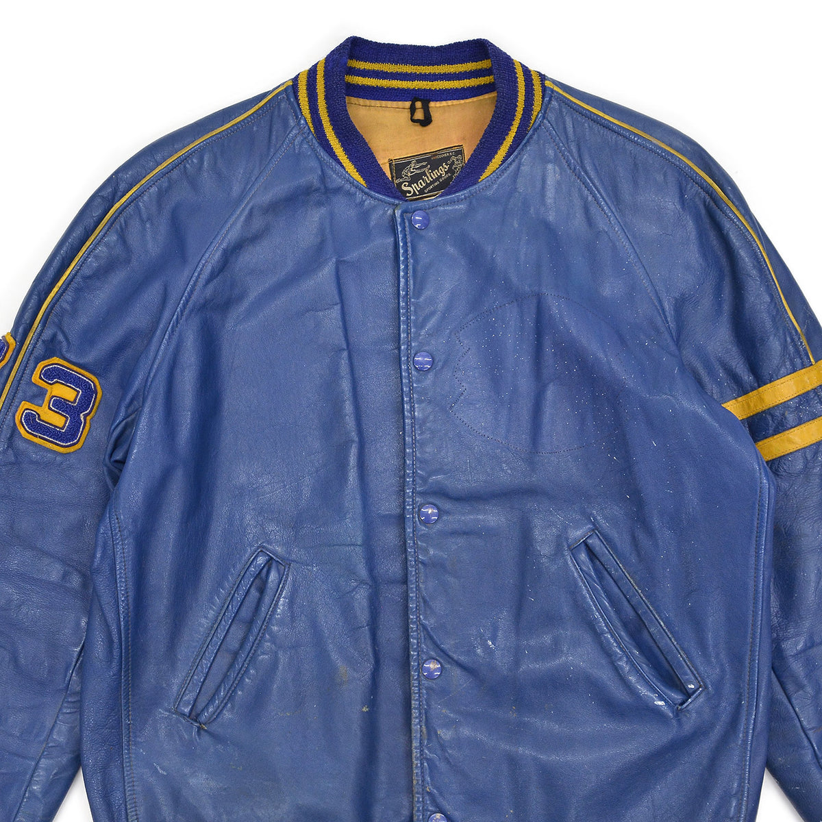 1950's SPARLINGS BLUE LEATHER VARSITY JACKET / RARE ...