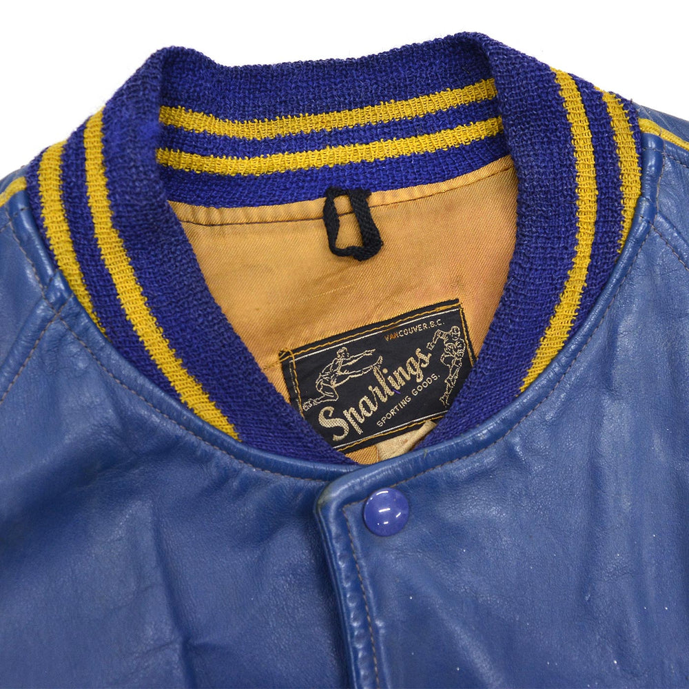 1950's SPARLINGS BLUE LEATHER VARSITY JACKET / RARE ...