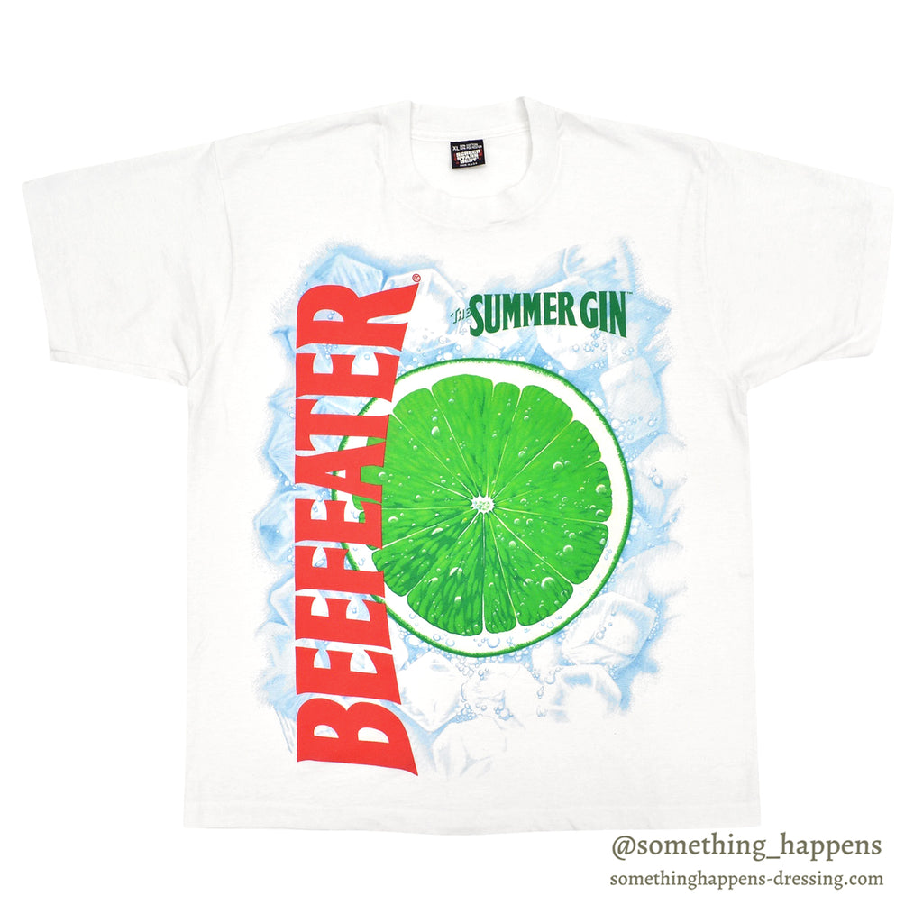 1990's SCREEN STARS BEST BEEFEATER SUMMER GIN PROMO T-SHIRT / WHITE ... XL