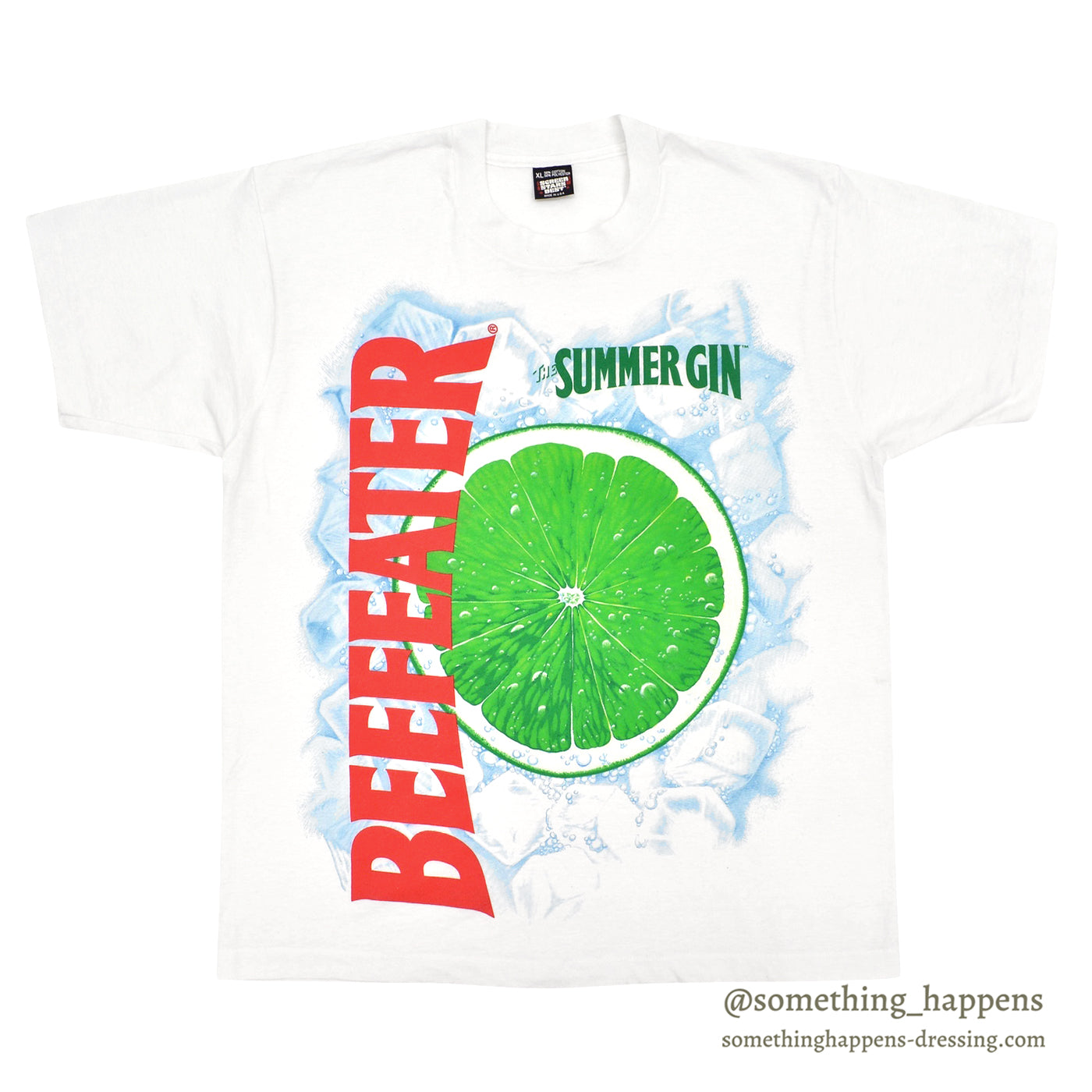 1990's SCREEN STARS BEST BEEFEATER SUMMER GIN PROMO T-SHIRT / WHITE ... XL