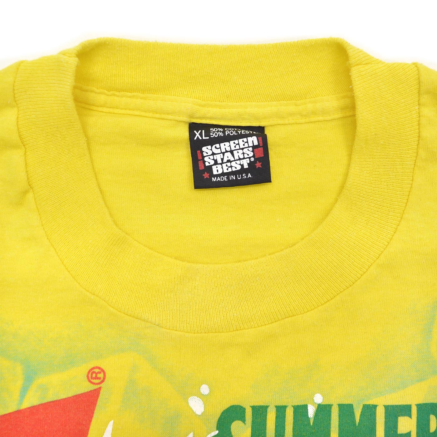 1990's SCREEN STARS BEST BEEFEATER SUMMER GIN PROMO T-SHIRT / YELLOW ... XL