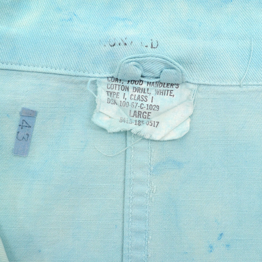 1960's U.S.MILITARY COAT, FOOD HANDLER'S COTTON DRILL / OVERDYED ... L