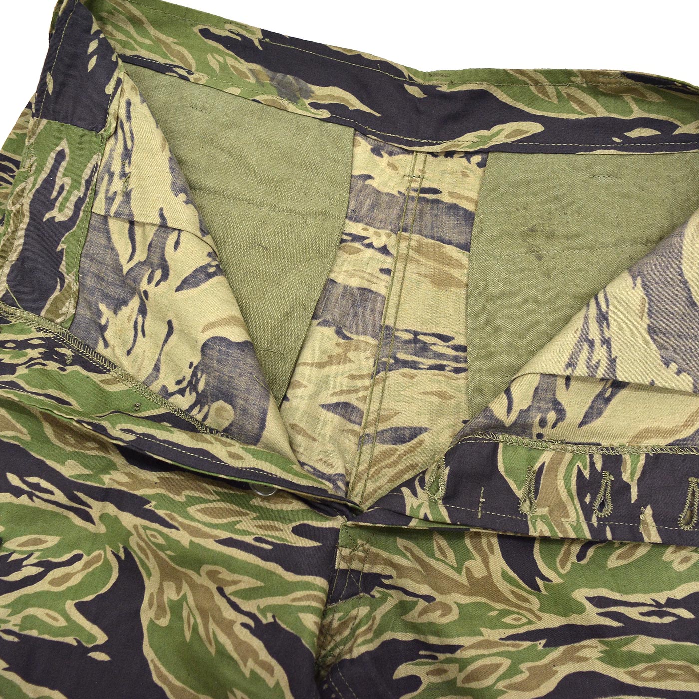 ~1970's VIETNAM WAR ERA OKINAWA TAYLOR-MADE TIGER STRIPE JUNGLE FATIGUE PANTS ... W33/L30