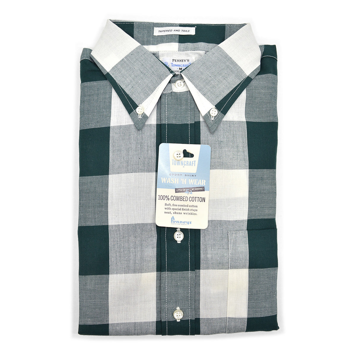 1960's DEADSTOCK PENNEY'S TOWNCRAFT BLOCK PLAID B/D SHIRT ... M