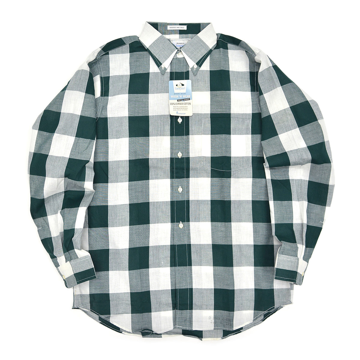 1960's DEADSTOCK PENNEY'S TOWNCRAFT BLOCK PLAID B/D SHIRT ... M