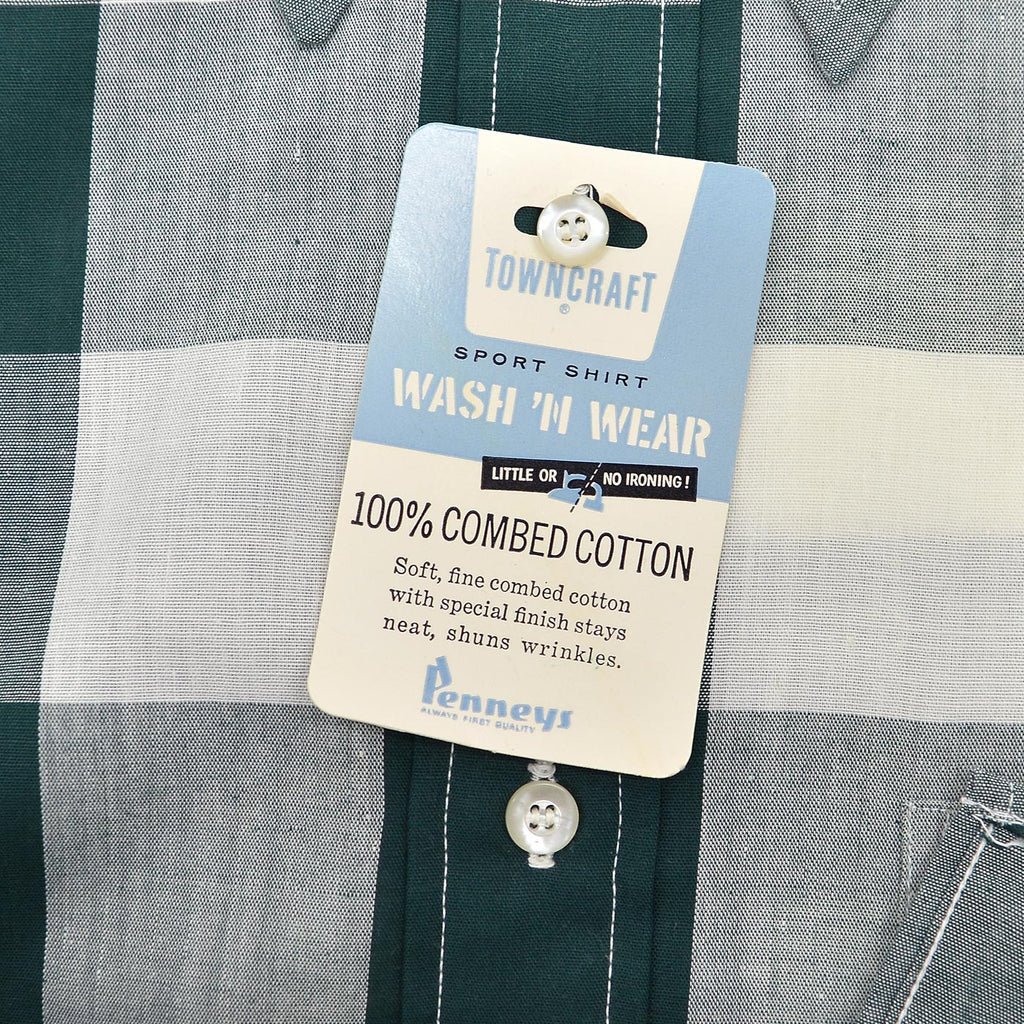 1960's DEADSTOCK PENNEY'S TOWNCRAFT BLOCK PLAID B/D SHIRT ... M