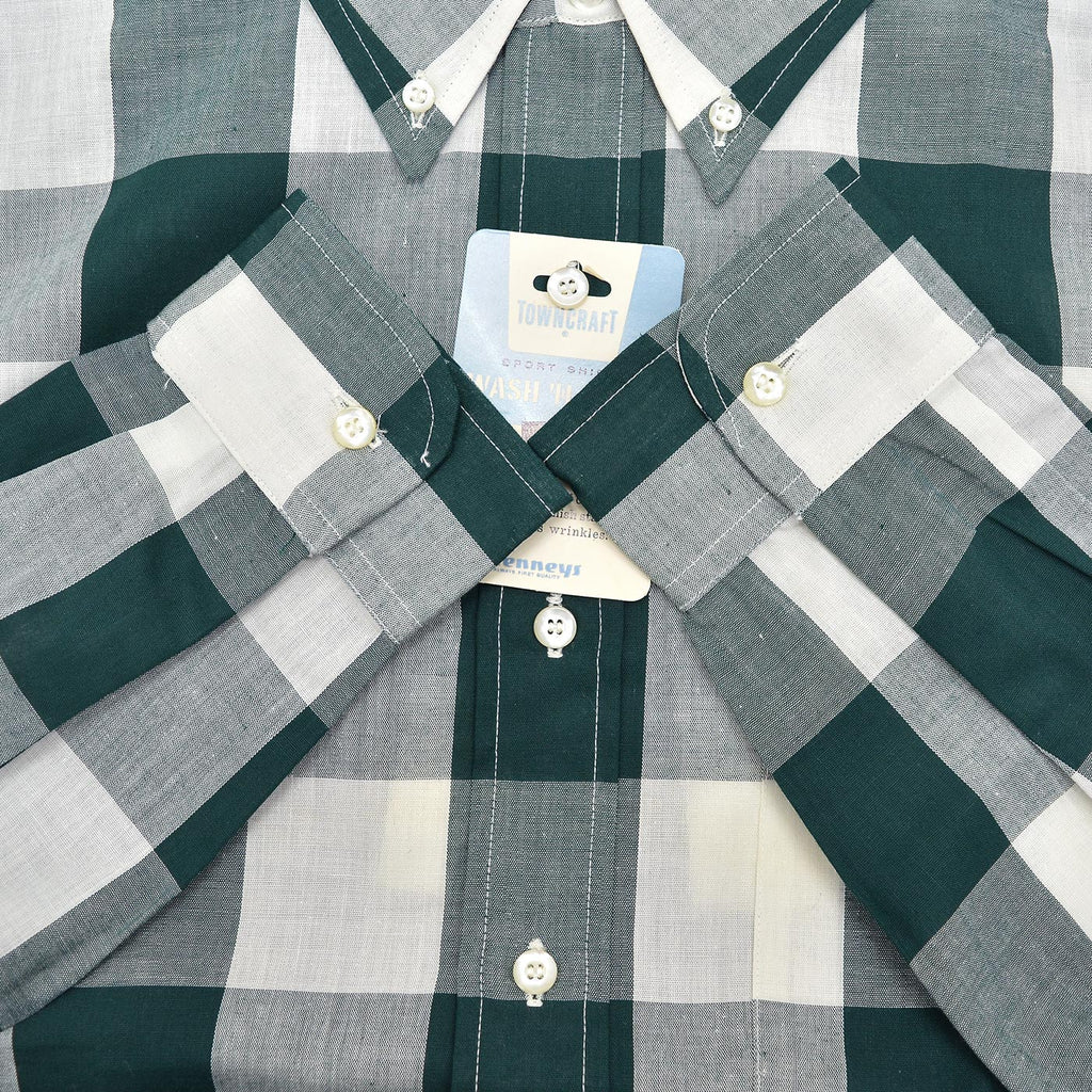 1960's DEADSTOCK PENNEY'S TOWNCRAFT BLOCK PLAID B/D SHIRT ... M