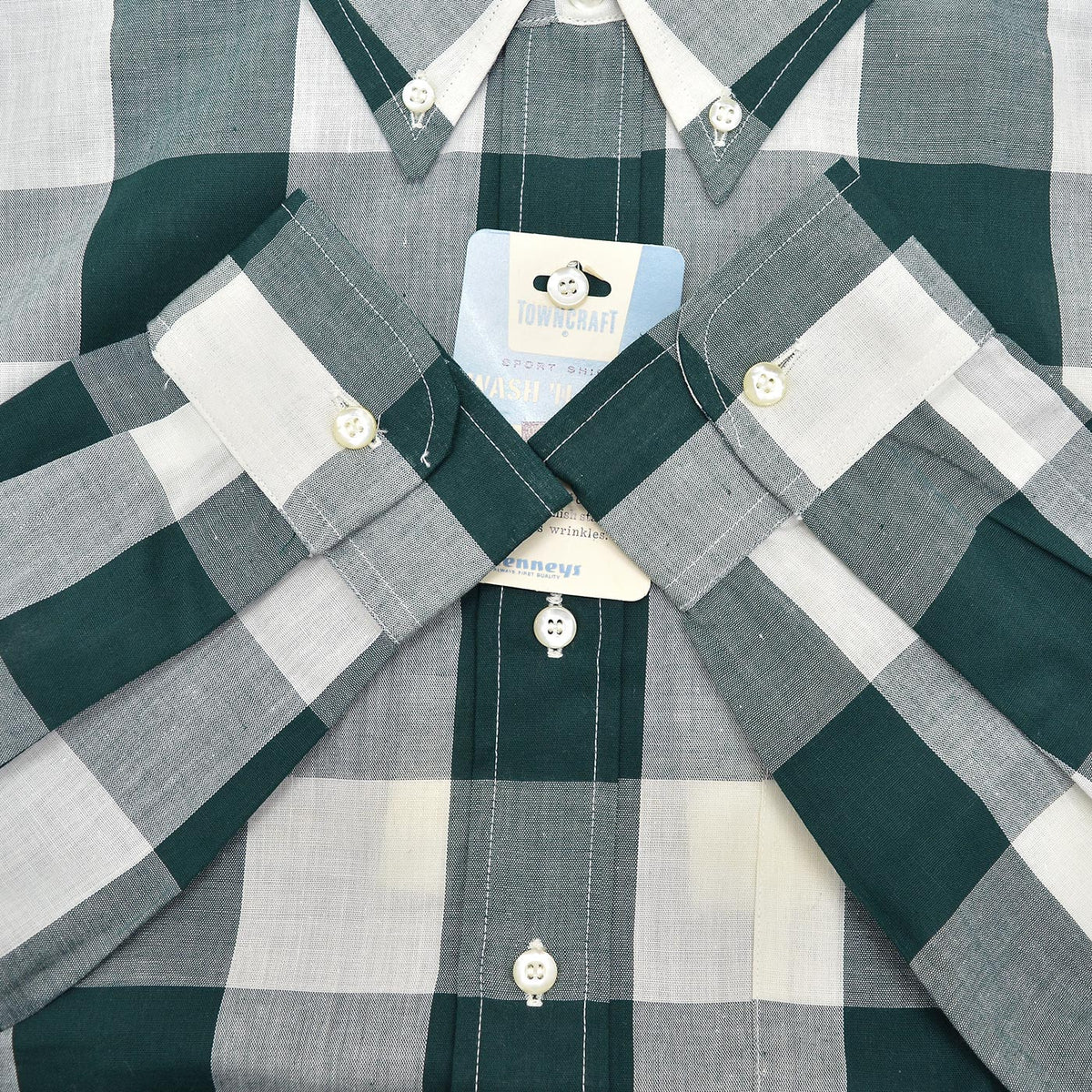 1960's DEADSTOCK PENNEY'S TOWNCRAFT BLOCK PLAID B/D SHIRT ... M