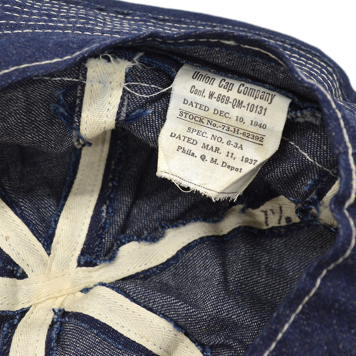 1940's U.S.ARMY M-37 DENIM HAT / ALMOST DEADSTOCK ... 71/2