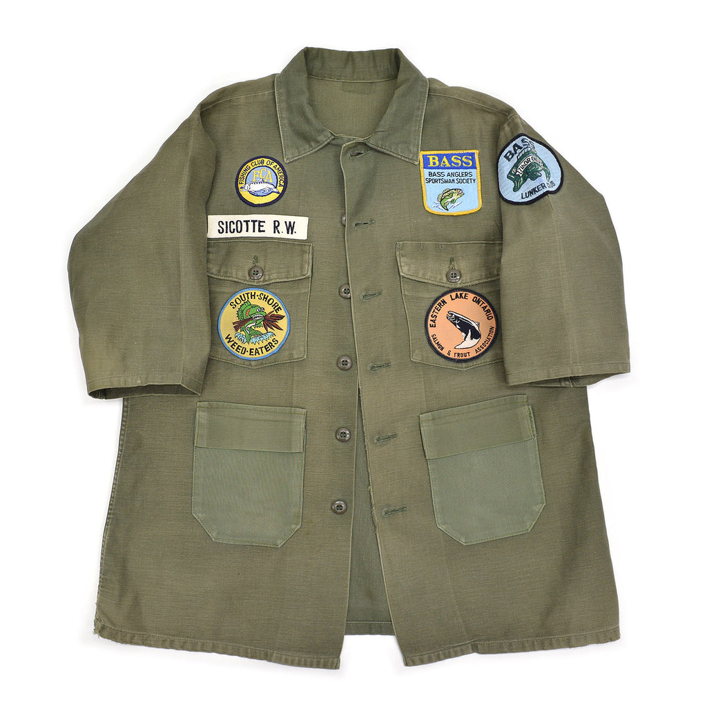 1970's U.S.ARMY OG-107 SHIRT / FISHING CLUB PATCH & CUSTOM POCKETS ...