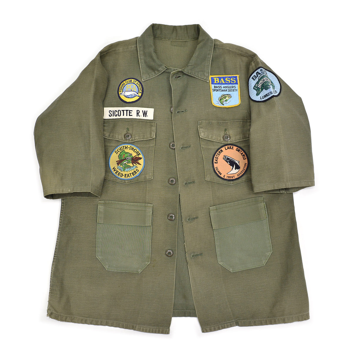 1970's U.S.ARMY OG-107 SHIRT / FISHING CLUB PATCH & CUSTOM POCKETS ...
