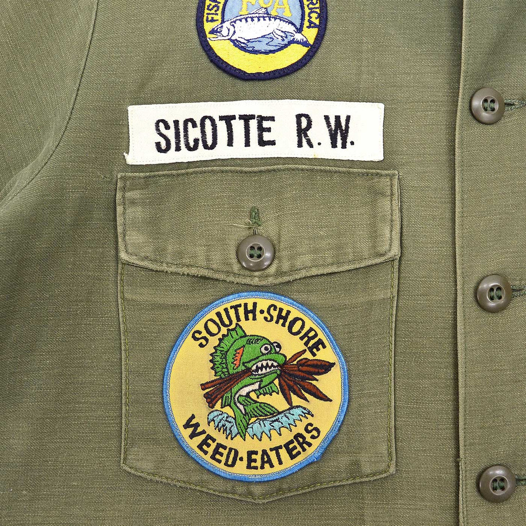 1970's U.S.ARMY OG-107 SHIRT / FISHING CLUB PATCH & CUSTOM POCKETS ...