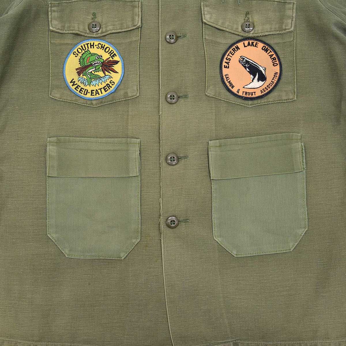 1970's U.S.ARMY OG-107 SHIRT / FISHING CLUB PATCH & CUSTOM POCKETS ...