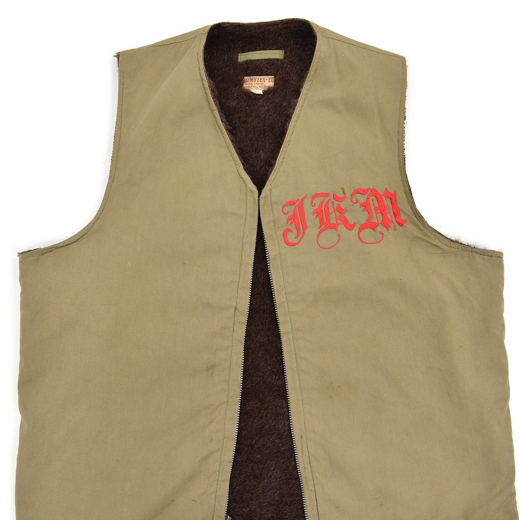 1940's U.S.NAVY EMBROIDERED ALPACA-LINED DECK VEST / EXTREMERY RARE ... 40