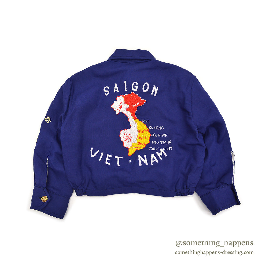 1960's BABY VIETNAM SOUVENIR JACKET BLUE / MAP ...