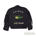 1960's KIDS VIETNAM SOUVENIR JACKET BLACK / HELICOPTER ... RARE